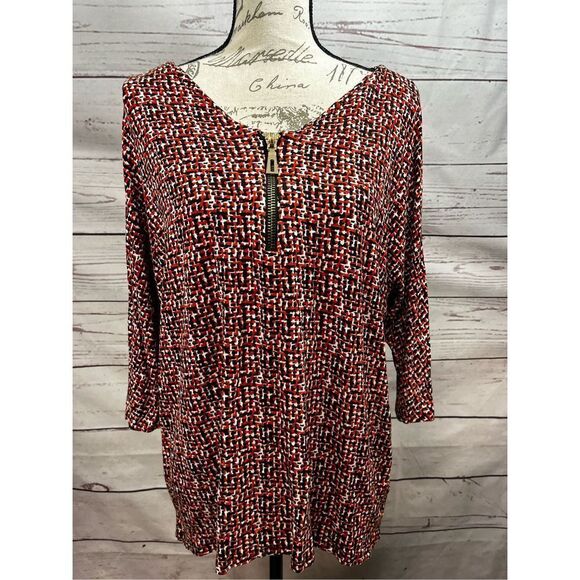 Premise 0X black/white/red blouse - 2507 - Picture 1 of 4